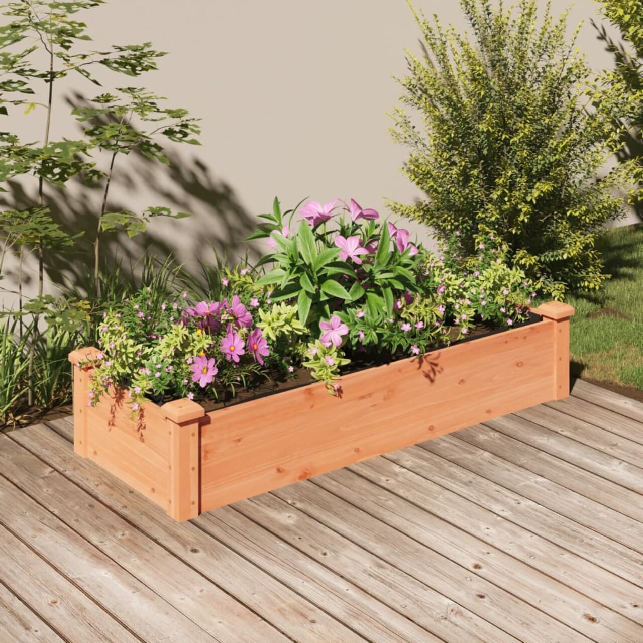 vidaXL Garden Raised Bed with Liner Brown 47.2x17.7x9.8 Solid Wood Fir